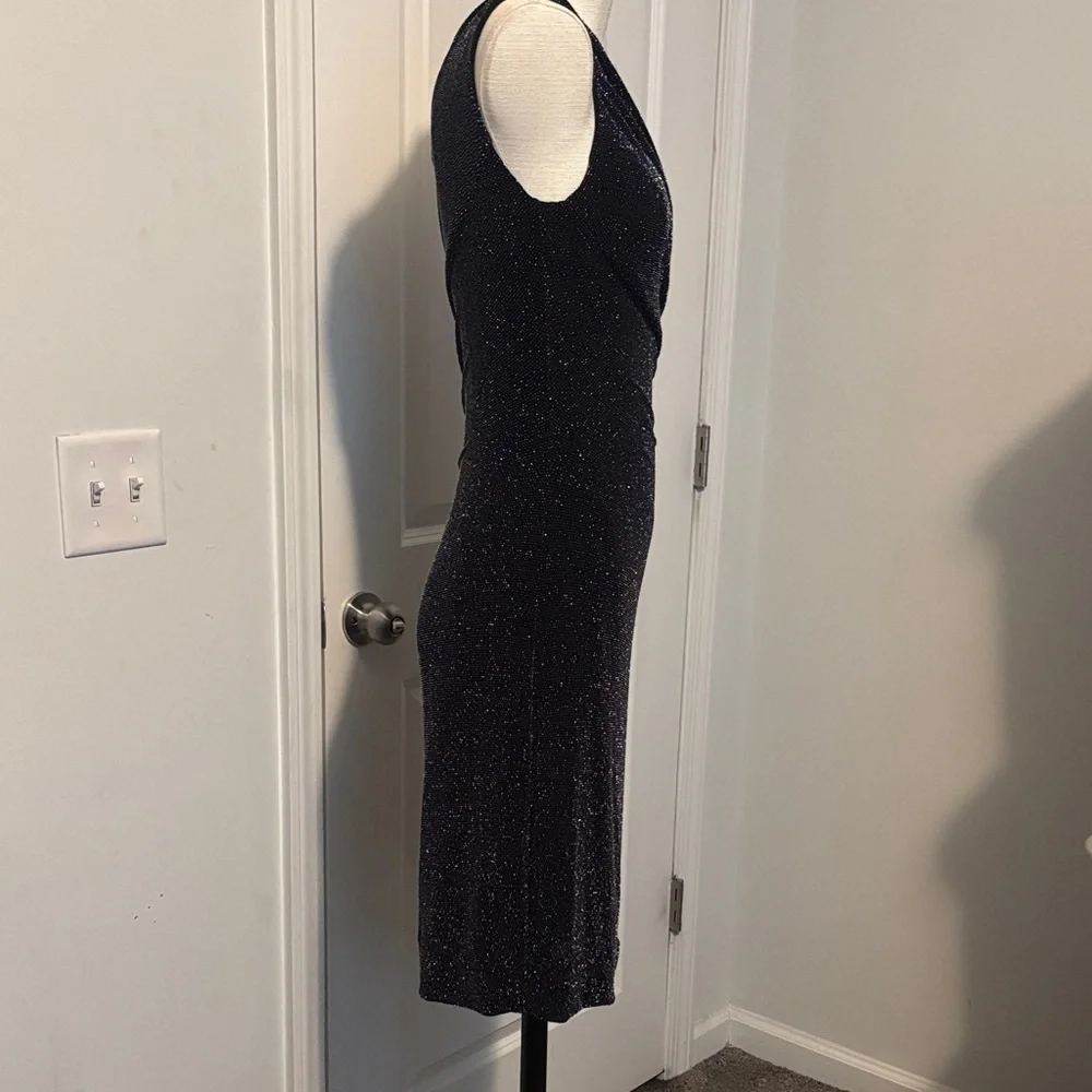 Lauren Ralph Lauren One-Shoulder Black Sparkle Cocktail Dress - Picture 3 of 6